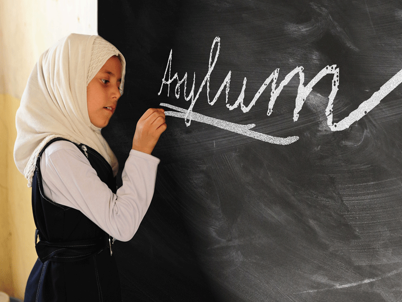 Girl writing asylum